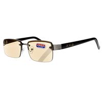 Magnetic Drilling Rimless Tinted Crystal Glass Lens Sun Reading Glasses (Brown, 1.0)