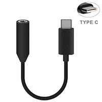 Type-C Male to 3.5mm Female Headset Adapter Audio Jack USB-C Port Earphone Converter Supports Hands-free Mic [Black] for Verizon Motorola Moto Z Droid