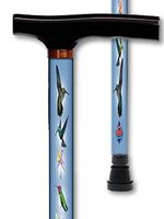 Walking Cane T Handle Derby Aluminum Adjustable with Hummingbird Design Men or Women