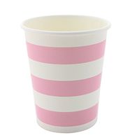 YouMeBest Disposable Paper Cups Striped Pinnk 9oz 60Count