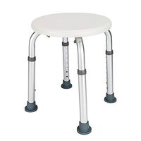 Ooscy Round Stool Bath Bench with Sucker Armrest, Lightweight Compact and Small Chair for Elderly, Senior, Handicap Disabled, White