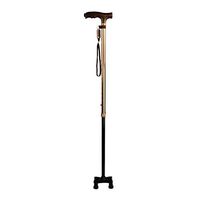 Brown Walker Crutches Aluminum Lights Retractable Adjustable Non-Slip Four-Legged Old Man's Staff MUMUJIN