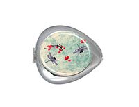 Dragonfly Cherry Blossom Blue Old Space Custom Silver Oval Pill Box Pocket Purse Pill Case Medical Tablet Holder Weekly Pill Organizer Decoration Box Wallet