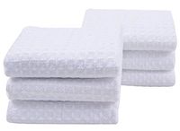 SINLAND Thick Microfiber Dish Cloths Waffle Weave Kitchen Cleaning Cloth Dish Rags 13inch X 13inch White 6 Pack