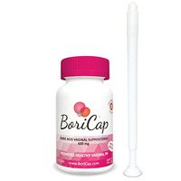 BoriCap Boric Acid Vaginal Suppositories | 60 Count, 600mg, Includes applicator | Capsules Size 00 | No Fillers or Artificial Colors | Gynecologist Instructions Included | Made in The USA