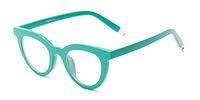 Readers.com Reading Glasses: The Beatrix Reader, Metal Cat Eye Style for Women - Green, 1.00