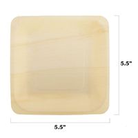 BambooMN Brand - 5.5" x 5.5" x 0.78" Disposable Wood Square Plates/Dishes - 1,000 Pieces
