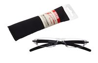 Fisherman Eyewear Slim Vision Rimless Reading Glasses, Shiny Black (+2.50)