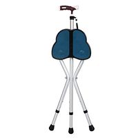 Xqr Old Cane Stool Adjustable Height Aluminum Alloy Thickened Three-Legged Massage Cane with Seat Portable Fishing Rest Stool for The Elderly,Blue