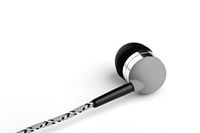 Tweedz Gray Durable Earbuds with Microphone & Controls - Tangle-free Earphones with 100% Braided Fabric Wrapped Cords and Grey Noise Isolating Ear Buds