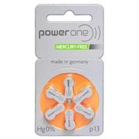 PowerOne Mercury Free Hearing Aid Batteries Size 13 - Pack of 120 + Free Battery Caddy