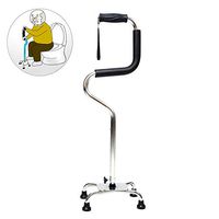 Nurth Canes Adjustable Walking Canes 4 Wheel Crutches Lightweight Stable Self Easy Sit-Stand Cane for Stability Versatile Stabilizing Hand Crutch T Handle Assisted Standing Silver