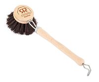 REDECKER Soft Horsehair Bristle Dish Brush 2 inches Head, 7-1/2 inch Beechwood Handle, Natural Bristles are Gentle but Effective, Steel Hanging Loop for Storage, Made in Germany
