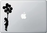 Flying Balloon Girl - Macbook or Laptop Decal Sticker (2.5"w x 7.5"h) (Color Variations Available) (BLACK)