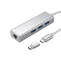 USB C Ethernet Dongle with 3 USB 3.0 Ports,USB to RJ45 LAN Wired Adapter,Gigabit Network Adapter,Ethernet Hub for New MacBook,Desktop PCs and More (Typc-C Silver)