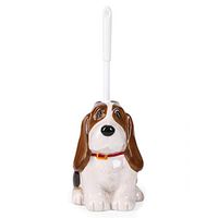 FORLONG Ceramic Toilet Brush Holder Set, Creative and Cute Dog Brush Cleaner Holder Including Brush for Bathroom