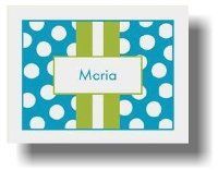 Paparte Note Cards (707 Blue and Green Stripe Name)