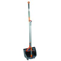 Casabella Quick 'n Easy Upright Broom and Dustpan Set, Gray/Orange - 20703