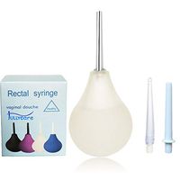 Enema Bulb, Jullycare Douche for Men Women Enema Kit with Certificate Comfortable Medical Kits Anal Cleaner Silicone Douche with 3 Replaceable Nozzle (White)