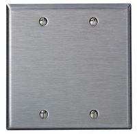 Leviton 84125-40 2-Gang No Device Blank Wallplate, Oversized, Box Mount, Stainless Steel, 10-Pack