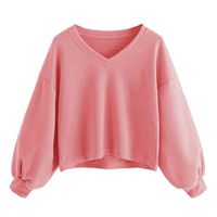 FRCOLT Sweatshirt, Women's Pure Color Drop Shoulder Lantern Sleeve Pullover Tops (M, Pink)