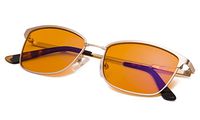 Blue Light Blocking Glasses - Anti Blue Reading Eyeglasses Women- Ladies Amber Orange Nighttime Sleep Readers - Flexible Memory Frame (Gold,+2.0)