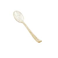Basic-Center 100 Pack Gold Glitter Disposable Plastic Spoon Wedding Picnic Party Tableware Golden Set Durable Useful Glam Reusable