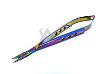 Multi Rainbow Color Micro Spring Embroidery Sharp Snip Scissors 4.5" Straight, Stainless Steel