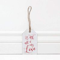 3" X 5" X 0.25" Wood Tag (With All Of My Love) White/Red – 25024