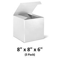 White Cardboard Tuck Top Gift Boxes with Lids, 8x8x6 (5 Pack) for Gifts, Crafting & Cupcakes | MagicWater Supply