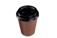 [400 SETS] 12 oz Disposable Double Walled Hot Cups with Lids - No Sleeves needed Premium Insulated Ripple Wall Hot Coffee Tea Chocolate Drinks Perfect Travel To Go Paper Cup and lid Brown Geometric