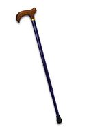 Men's Cane, Kilt Style Plaid. Red & Blue Plaid With Adjustable Aluminum Shaft. Solid Wood, Derby Handle. Handsome!