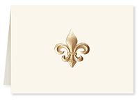 Faux Designs Fleur de Lis Foil Embossed Blank Folded Card Set of 10
