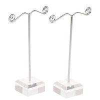 RUZYY 2 Pieces/Set Earrings Shelf Wire Hook Stand Holder Display Showcase Rack Jewelry Organizer Acrylic Base Decoration Show Wave T Shape