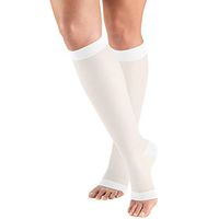 Truform Sheer Compression Stockings, 15-20 mmHg, Women's Knee High Length, Open Toe, 20 Denier, White, 3X-Large
