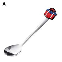ekqw015l Kitchen Tools & Gadgets-Soup Spoons|Long Handle Spoon|Mixing SpoonCute Cartoon Head Stainless Steel Dessert Cake Ice Cream Spoon Cultery for Kids