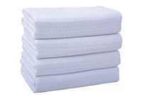 VIVOTE Waffle Weave Towel, White Microfiber Kitchen Towel, Dish Towel Ultra Soft Super Absorbent Fast Drying Machine Washable 4 Pack 16 X 24 Inch