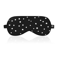 Lonfrote Stars Natural Silk Sleep Mask, Smooth Blindfold Eye Masks with Carry Pouch for Travel, Relax, Shift Workers, Super Soft Fabric (Black)