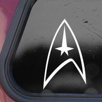 Star Trek Federation Insigna - Vinyl 4" tall (Color: WHITE) decal laptop tablet skateboard car windows stickers