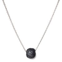 Calm Lava Stone Diffuser Necklace, 18" Italian Silver Box Chain All-Natural Organic Lava Rock Pendant for Essential Oils, Meditation, Yoga
