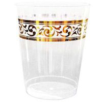 Majestic Settings Hard Clear Plastic Party Tumblers/Cups (20, 10oz gold Floral)