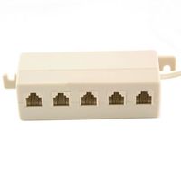 5 Way Outlet 4C RJ11 Telephone Phone Modular Jack Line Splitter Adapter Beige