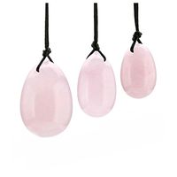 Natural Rose Quartz Yoni Eggs Jade Egg Set Pink Crystal Yoni Eggs for Women Health and Wellness Kegel Exercise Massage Stone -1 Set (3 Pieces)
