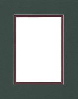 Pack of (2) 22x28 Double Acid Free White Core Picture Mats Cut for 18x24 Pictures in Pine Green and Maroon