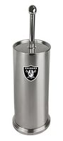 The Furniture Cove Stainless Steel Finish Toilet Brush with Holder Featuring Your Favorite Football Team Logo Vinyl Decal (Raiders)