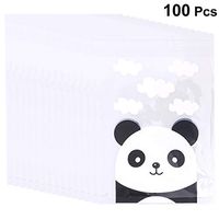 Toyvian 100pcs Panda Pattern Clear Cookie Bags Flat Cello Cellophane Treat Bags Gift Candy Bag for Home Bakery Store