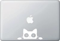 Yadda-Yadda Design Co. Surprise Cat Peeking Vinyl MacBook Laptop Decal Sticker - Copyright 2015 YYDC (Size and Color Choices) (Medium, 5.5" w x 2.5" h, White)