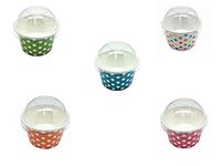 PEPPERLONELY Paper Ice Cream Cups With Dome Lids, Polka Dot Cup Mix 5 Ounce 30 Set