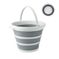 BROADSEAL Collapsible Mop Bucket with Handle,Portable Fishing Water Pail,Car Wash Bucket,Collapsible Bowls for Camping,10L (2.6 Gallon) Plastic Bucket (Gray)
