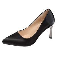 Cenglings Women's Sexy Pointed Toe Shallow Casual Slip On Stiletto High Heels Pumps Plus Size Office Work Leather Dress Shoes(Black,39)